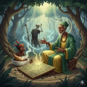 Orula haciendo un ebó a Eleguá