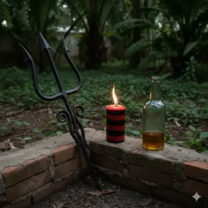 Tridente en la tronquera de Exu Tiriri